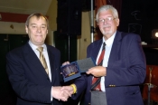John Kerr collects the SHARRA award from Club President Jim Ripley Photo: Paul Carter