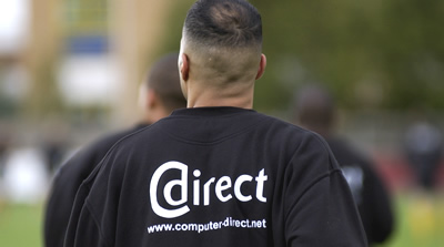 Computer Direct branding on training and warm up kit
